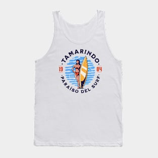 Vintage Tamarindo, Costa Rica Surfer's Paradise // Retro Surfing 1980s Badge B Tank Top